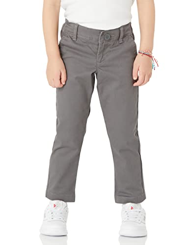 Image of Amazon Essentials Girls and Toddlers' School Uniform Straight Leg Adjustable Waist Flat-Front Chino Pants, Pack of 3