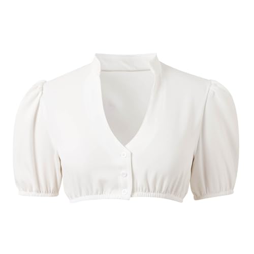 White Blouse Crop Top German Dirndl Blouse with Ruffles Traditional & Elegant Bavarian Oktoberfest Tube3