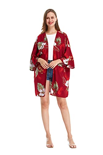 Image of Women's Hawaiian Open Front Kimono Top Signature Prints | Open Front Design; Lightweight Rayon; Signature Tropical Prints; Relaxed Fit; Resort Vacation Style