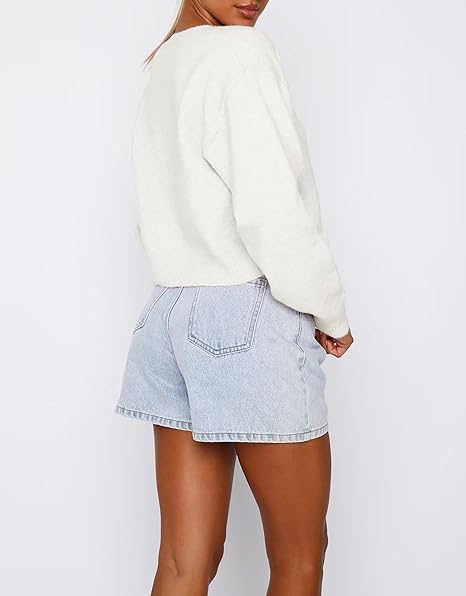 Women Y2K Cardigan Sweater Open Front Button Down Long Sleeve Crop Sweater 90s Vintage Blouse Fall Going Out Top2