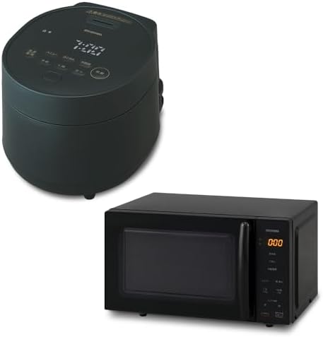 【セット買い】アイリスオーヤマ 電子レンジ 18L & 炊飯器 3合 ブラックver. 家電セット 2点 新生活 一人暮らし