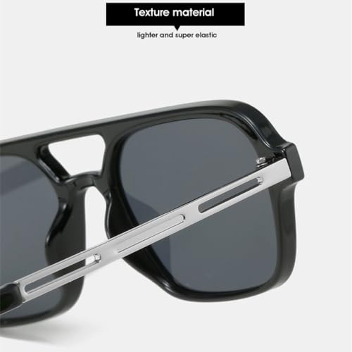 Retro Double Bridges Sunglasses Women Fashion Clear Ocean Lens Shades UV400 Men Trending Metal Hollow Sun Glasses，L203224