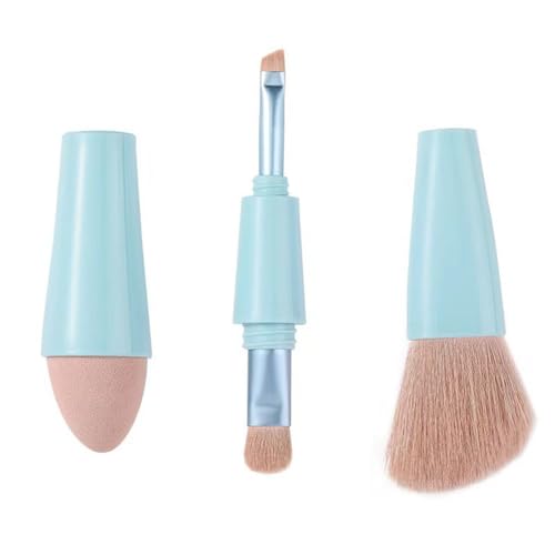 Pyatofly Brocha de Maquillaje, Mezcla Glam, Juego de Brochas para Sombra de Ojos, Brocha para Base, Herramienta de Belleza, Bolígrafo de Belleza Portátil Multifuncional (Azul)