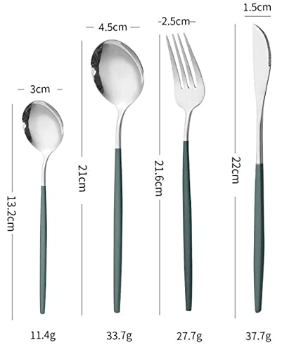 Image of Stainless Steel Flatware Set - Mirror Polished Cutlery for Dinner, Kitchen Utensil with Fork, Spoon, Knife Silverware Tableware Lunch Box(Green-Blue, Set of 12)