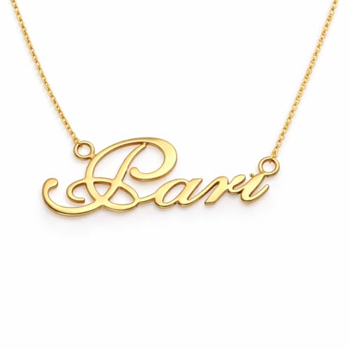 Image of Pari Cursive Gold & Silver Name Pendant Necklace, Best Jewelry Gift for Girls.