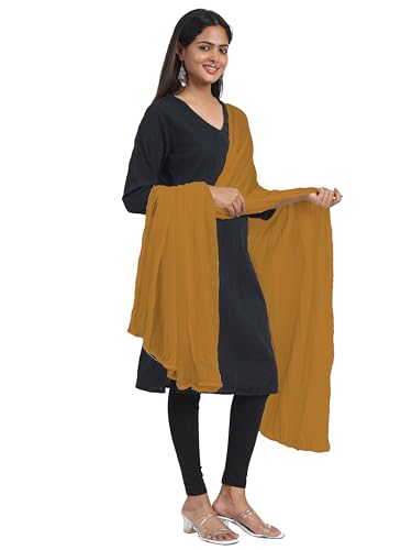 Image of Miraan Solid Pure Cotton Dupatta with Pom Pom Border, 2.25 meters length (DUPCOTTON)