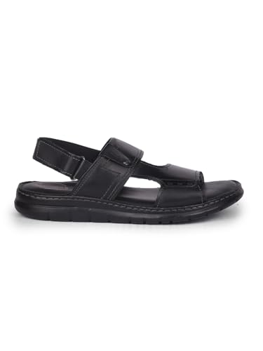 Image of Bata Mens 8616 NEW MOODY Black formal sandal | stylish cutout straps,velcro closure for a secure fit| Perfect for Formal Wear, Business Casual, and Parties |, Lightweight