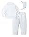 YALLET Baby Boys Christening Clothes 9-12 Months Spring Suit Long Sleeve Baby Boy Baptism Outfits Gentleman Wedding Dress Shirt + Cute Winter Fall Pants + Formal Embroidery Vest + Bowtie Pure White