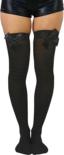 Image of ToBeInStyle Women's Vibrant Horizontal Wide Striped Thigh High Stockings