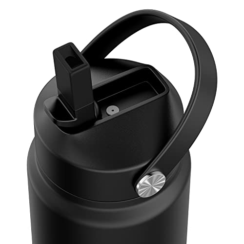 CHEETAH Straw Lid for Yeti Rambler Water Bottle 18 oz,26 oz,36 oz,46 oz,12 oz,64 oz,Straw Cap,Straws and Brush Include (Black)