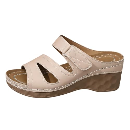 Sandales orthopédiques pour femmes avec semelle plateforme compensée en cuir