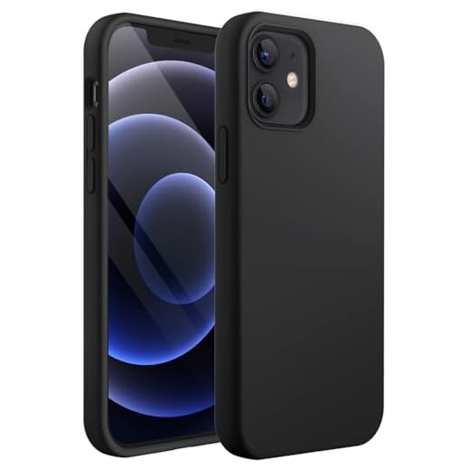 JETech Silikonskal Kompatibelt med iPhone 12/12 Pro 6,1 Tums, Silky-Soft Touch-Skal med Hela Kroppen, Stötsäker Skal med Mikrofiberfoder (Svart)