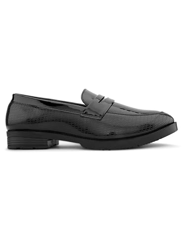 Image of STANPHORD Mens Loafers Men tan petant Leatherette Wrinkle Free Shiny Glossy Formal Office wear Slip on Moccasins Loafers Penny Shoes Without Laces