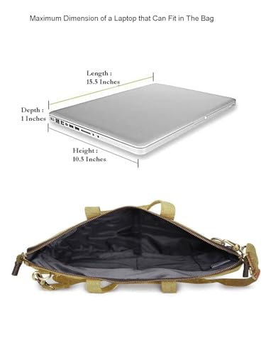 Image of The House of tara Beige Canvas Laptop MacBook Messenger Bag for Men and Women | Formal Business Slim Crossbody Sling Bag for College Purpose | Laptop Upto 15.6 Inch | Handbags with Shoulder Straps
