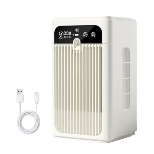Mobile Klimaanlage Leise, 3 in 1 Tragbare Mini Klimaanlage mit 3000mAh Akku, 500ml Luftkühler & 2 Lüftungsstufen, Klimagerät ohne Abluftschlauch für Schlafzimmer und Büro, Portable Air Conditioner