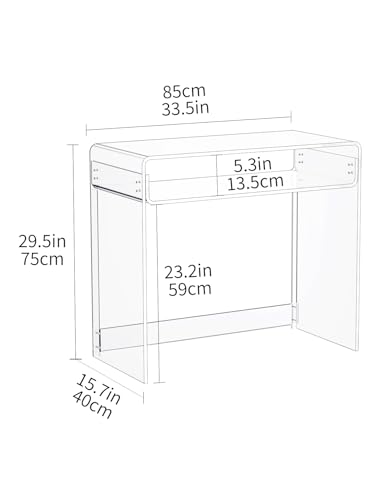 solaround Acrylic Desk Laptop Study Table Home Office Console Table Entrance Tables, 33.5'' x 15.7'' x 29.5'' (Clear)