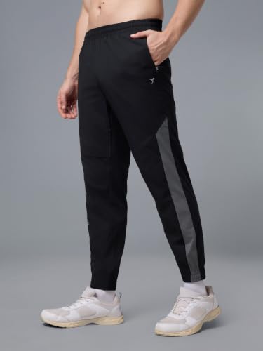 Image of TECHNOSPORT Men's Regular Fit Joggers with Zip Pockets, TECHNOLITE Quick Dry Stretchable Lightweight Track Pants for Gym Running and Casual Wear