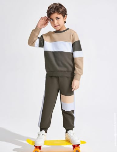 Image of mkodopy Boys Clothes Hoodie Sweatsuits Tops and Pants Boys Fall Winter Outfits Boy Clothing Set