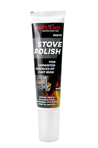 RUTLAND Stove Polish Paste for Cast Iron and Steel - Triple Wax Blend Restores Wood Stoves and Prevents Rust Made in USA 2.3 oz