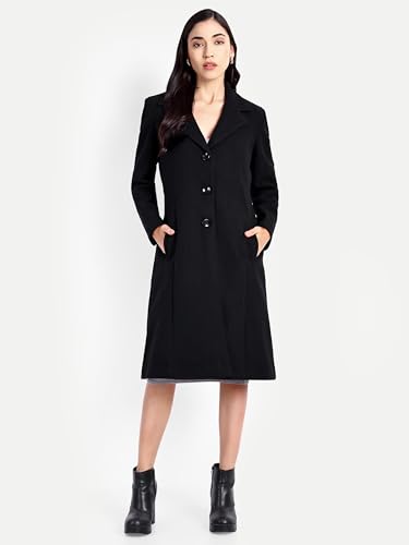 Image of HAUTEMODA Women's Winter Coat Trench Long Sleeves Over Coat With Pocket single Breasted