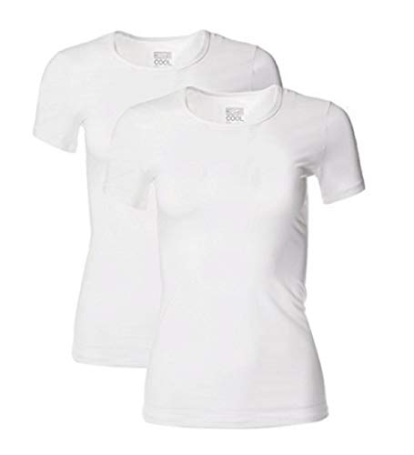32 DEGREES Women 2 Pack Cool Scoop Neck Wicking Tee Shirt -White/White -XLarge