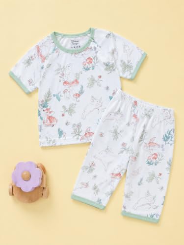 Image of Kidbea Kids Bamboo Viscose Co-Ord Set, Half Sleeve Round Neck Night Suit