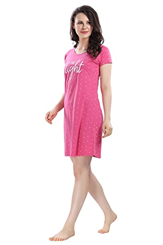 Image of DZZO Women's Cotton Printed Knee Length Nightdress