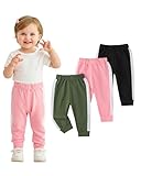 Aura Vane Baby Girl Pants 12-18 Months Infant Baby Sweatpants 3 Pack Casual Jogger Pants Solid Color Black...
