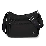 [MR&KB] ショルダーバッグ レディース斜めがけ 大容量トートバッグ 軽量 多層 多機能トートバッグ 撥水 韓国風 大容量ポケット多いバッグ ボディバッグ 独立した仕切りポケット (ブラック)