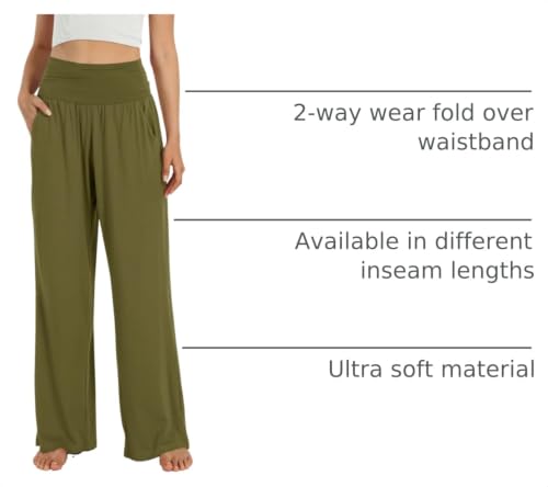 Image of ODODOS Women's Wide Leg Palazzo Lounge Pants with Pockets Light Weight Loose Comfy Casual Pajama Pants-26 /28 /30 inch /32 inch Inseam