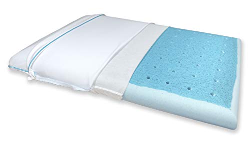 Bluewave Bedding Ultra Slim CarbonBlue Max Cool Gel Memory Foam Pillow for Stomach