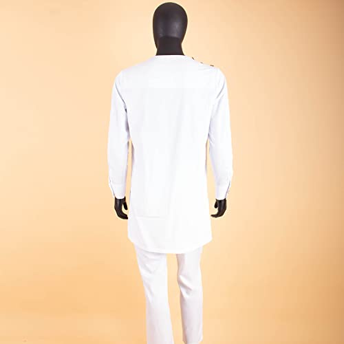 Bazin Riche African Men Clothing Single Breasted Jacket with Chain and Down 2 Piece Set Kaftan Outwear Plus Size4