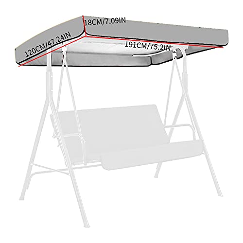 Waterproof Swing Cover, 75.20'' X 47.24'' Swing Canopy Cover For 3 Seat Garden Swing Chair, Patio Porch Outdoor Swing Replacement Canopy Top Cover (Red) #TOP5