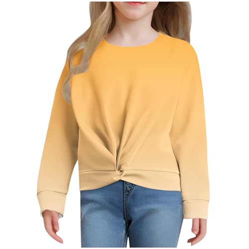 Girls Shirts Long Sleeve Twist Knot Tees Crew Neck Casual Tops Loose Fit Fall Shirt Trendy Comfy Basic Sweatshirts3
