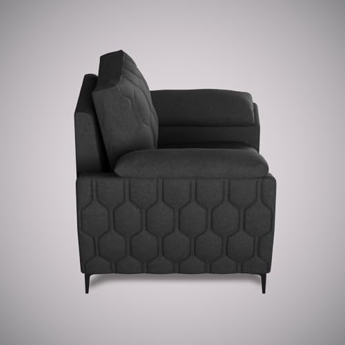 Image of Centuary Sleepables Modena Premium Sofa|Classy Quilted Suede Fabric Upholstery|Fiber-Filled Back Cushion|Wide Plush Fibrefilled Armrests|Ergonomic Lumbar Support |Charcoal Grey|3 Years Warranty