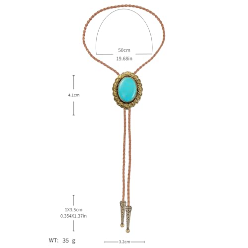 Image of Jeilwiy Bolo Tie for Men Real Stone Westwern Cowboy Ties Silver Bolos Women Leather Necktie Gift for Birthday Christmas