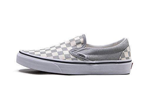Vans Mens U Clasic Slip ON Silver True White Checker Size 5