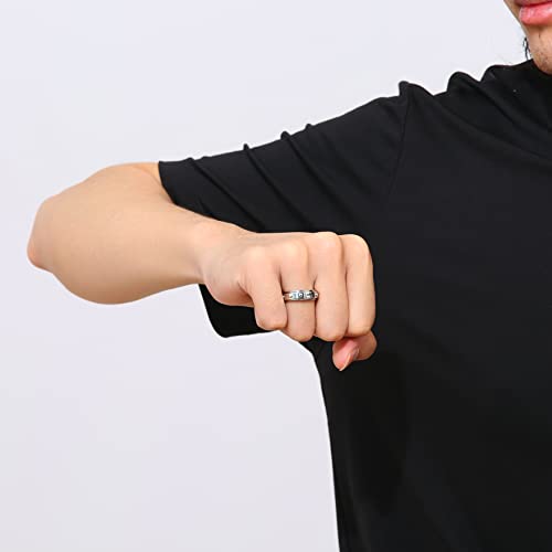 6mm Spinner Ring for Anxiety Relief Fidget with Rosary Beads Cross Lord Prayer Silver/Black/Gold/Rose Gold Stainless Steel Ring4