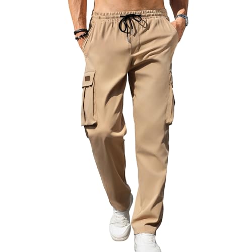 Mancozy Men's Athletic Cargo Pants Loose Fit Straight Pants Runing Hiking Sweatpants for Men Large