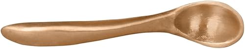 Miniatura 4 de De Kulture - Cuchara de sal Kansa de bronce puro hecho a mano, vajilla de lujo clásica dorada bruñida, cubiertos utilitarios de grado alimenticio,