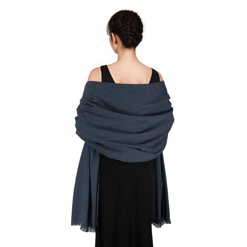 Image of SWAT PANY Scarfs for Women Navy Pashmina Shawls and Wraps for Women Wedding Winter Ladies Scarf