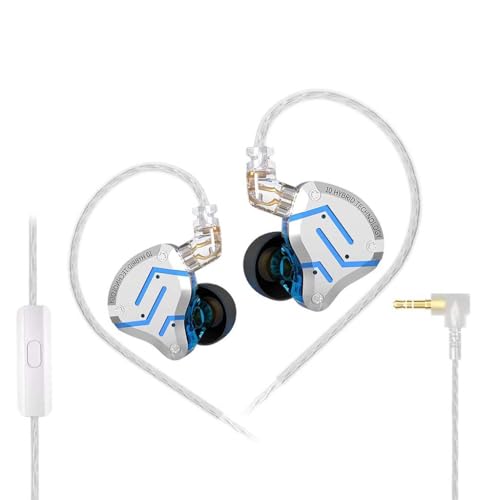 Image of KZ ZS10 Pro in-Ear Monitor Earphone with Mic, Hybrid Driver Setup IEM (4 Balanced Armature+1 Dynamic Driver) 2Pin 0.75mm Connector, Detachable Cable 3.5mm Gold Plated Plug for Singers, Musician (Mic)