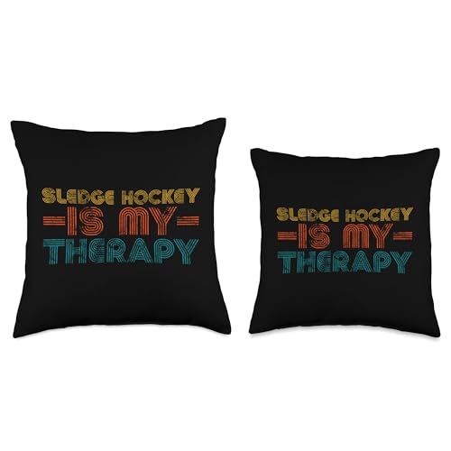 Funny Sledge Hockey Is My Therapy Hobby Hobbies Joke Saying Throw Pillow