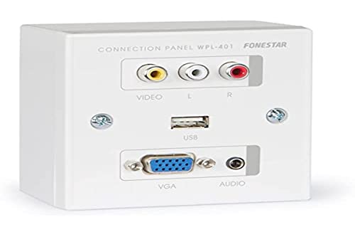 Panel de conexión VGA, USB y A/V multimedial para pared y rack