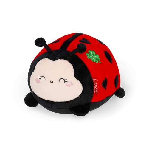 Legami - Super Soft Plüschtier, Ladybug-Motiv, Mini-Format, mit personalisierbarem Ausweis, Steht von selbst, 14 x 15 x 12 cm