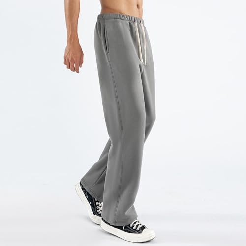 Hawyet Sweatpants for Men Solid Color Midweight Elastic Waist Drawstring Spring Fall Active Athletic Workout Sweatpanst 5