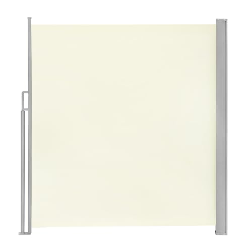 WOLTU Seitenmarkise ausziehbar, Markise 160x350 cm, Sichtschutz Sonnenschutz Windschutz, für Balkon Terrasse, Seitenrollo mit Wandhalterung, Creme