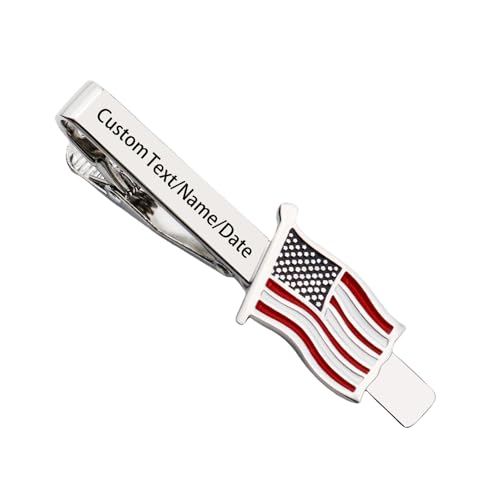 Image of US Flag Tie Clip Clothing Accessories for Weddings, Busiess Meetings, Officers, Government Departments, Pilots, Soldiers, and Military Friends American Flag Tie Clip