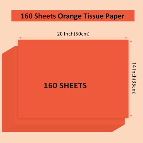 woric 160 Sheets Orange Tissue Paper for Gift Bags 20 X 14 Inches — view 2