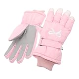 Mikinona Guantes de Invierno para Mujer Impermeables y Térmicos Forro de Forro Polar Extra Grueso Antideslizantes y Cortaviento para Ciclismo y Actividades al Aire Color Rosa Montaña